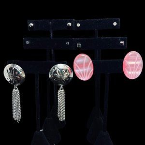 Lot Of 6 Silver Tone Pierced Earrings (4579)